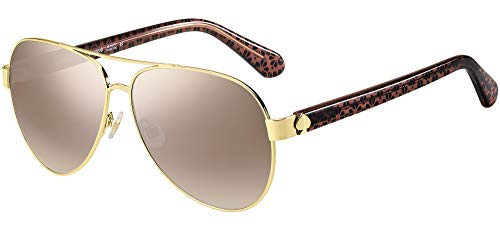 Kate Spade New York Women's Geneva/S Pilot Sunglasses, Gold Pink/Brown Silver Mirrored, 59mm, 12mm