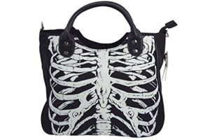 lost queen goth ribcage skeleton glow in the dark shoulder bag