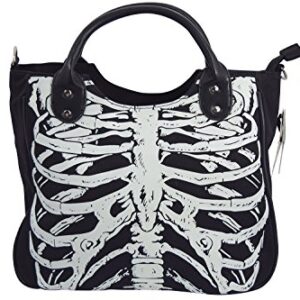Lost Queen Goth Ribcage Skeleton Glow in the Dark Shoulder Bag
