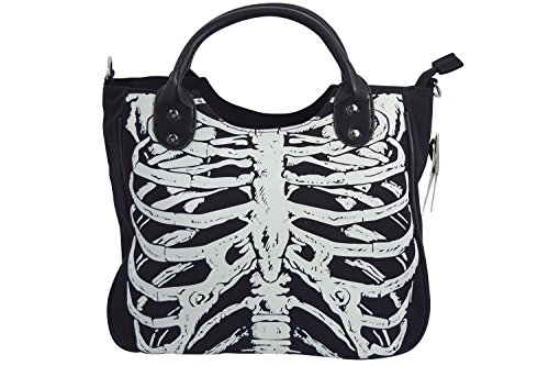 Lost Queen Goth Ribcage Skeleton Glow in the Dark Shoulder Bag