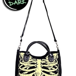 Lost Queen Goth Ribcage Skeleton Glow in the Dark Shoulder Bag