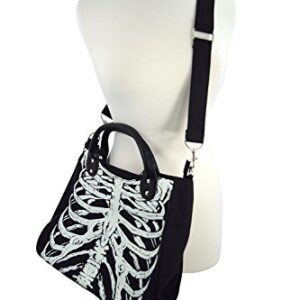 Lost Queen Goth Ribcage Skeleton Glow in the Dark Shoulder Bag