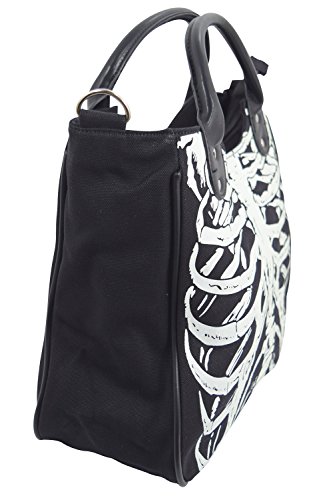 Lost Queen Goth Ribcage Skeleton Glow in the Dark Shoulder Bag