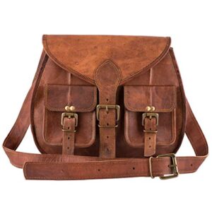 hb handmade crossbody shoulder bag women vintage style genuine leather purse 14″ x 10″