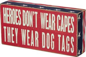 primitives by kathy 21477 patriotic box sign, 4 x 8, heroes wear dog tags