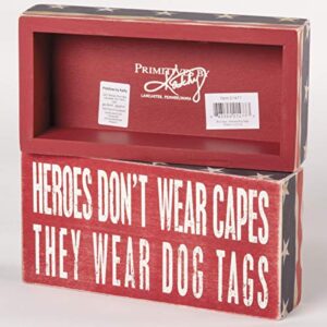 Primitives by Kathy 21477 Patriotic Box Sign, 4 x 8, Heroes Wear Dog Tags