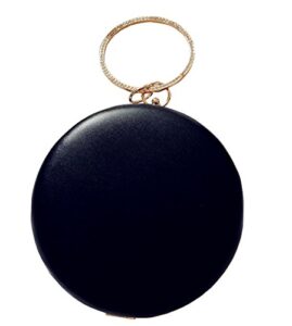 missfiona womens round clutch circle evening handbag jeweled top handle party bag(black gold)