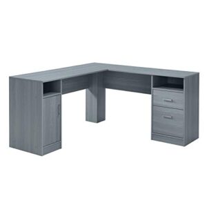 techni mobili functional l-shaped computer desk with storage, l is ⁠59.5″ wide x 59.5″ long, grey