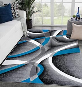persian rugs 2305 turquoise white swirlss 2’2 x 7’4 runner modern abstract area rug carpet
