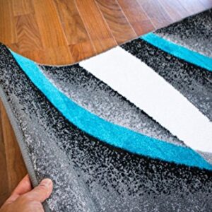 Persian Rugs 2305 Turquoise White Swirlss 2'2 x 7'4 Runner Modern Abstract Area Rug Carpet