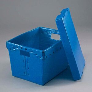 Postal Mail Tote Without Lid, Corrugated Plastic, Blue, 18-1/2x13-1/4x12 - Lot of 10