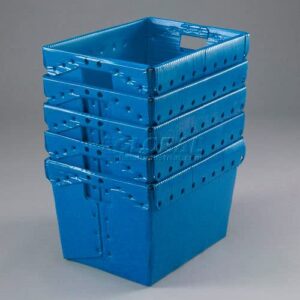 Postal Mail Tote Without Lid, Corrugated Plastic, Blue, 18-1/2x13-1/4x12 - Lot of 10