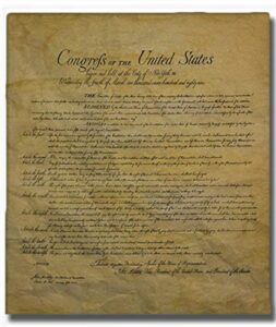 the bill of rights, authentic replica printed on antiqued genuine parchment. 14 x 16