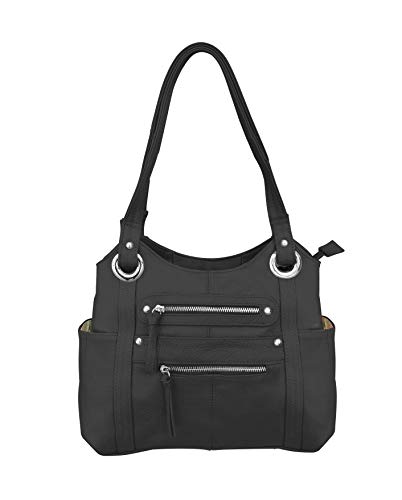 Roma Leathers Leather Locking Concealment Purse - CCW Concealed Carry Gun Shoulder Bag (Black)