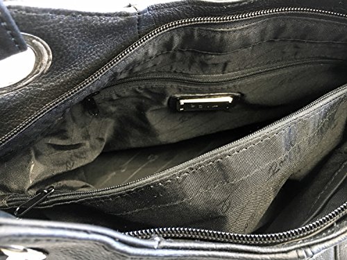 Roma Leathers Leather Locking Concealment Purse - CCW Concealed Carry Gun Shoulder Bag (Black)