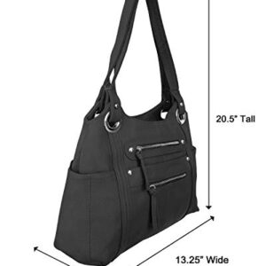 Roma Leathers Leather Locking Concealment Purse - CCW Concealed Carry Gun Shoulder Bag (Black)