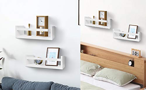 Foraineam Set of 2 Floating Shelves Wall Mounted Wood Storage Shelves Nursery Room White Wall Shelves