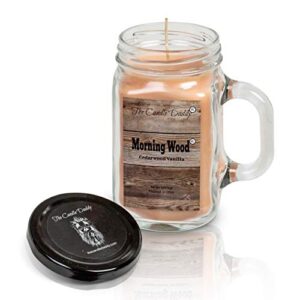 The Candle Daddy Morning Wood Cedarwood Vanilla Candle - Funny Candle Makes Great Gift for Him - Vanilla Scented Mason Jar Gag Candle - 10.5 oz, 80 Hour Burn Time, Poured in Small Batches in USA