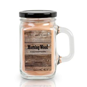 The Candle Daddy Morning Wood Cedarwood Vanilla Candle - Funny Candle Makes Great Gift for Him - Vanilla Scented Mason Jar Gag Candle - 10.5 oz, 80 Hour Burn Time, Poured in Small Batches in USA