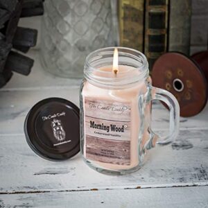 The Candle Daddy Morning Wood Cedarwood Vanilla Candle - Funny Candle Makes Great Gift for Him - Vanilla Scented Mason Jar Gag Candle - 10.5 oz, 80 Hour Burn Time, Poured in Small Batches in USA