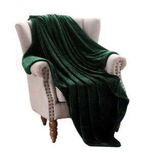 Exclusivo Mezcla Extra Large Fleece Throw Blanket for Couch, Sofa and Bed, Super Soft Blankets and Warm Throws, Cozy, Plush, Lightweight (50x70 inches, Forest Green)
