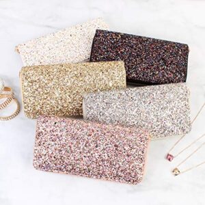 MYS Collection RIAH FASHION Rainbow Glitter Zip Around Wallet - Sparkly Confetti Single Zipper Clutch Purse with Card Slots (Rainbow - Silver)