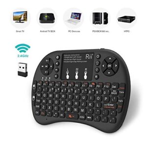 Rii 2.4GHz Mini Wireless Keyboard with Touchpad＆QWERTY Keyboard, Backlit Portable Keyboard with Remote Control for Laptop/PC/Tablets/Windows/Mac/TV/Xbox/PS3/Raspberry Pi .(Black)