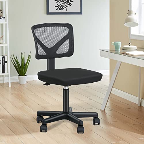 Home Office Chair Executive Rolling Swivel Ergonomic Chair, Computer Chair with Lumbar Support Task Mesh Chair Armless Desk Chair,Black