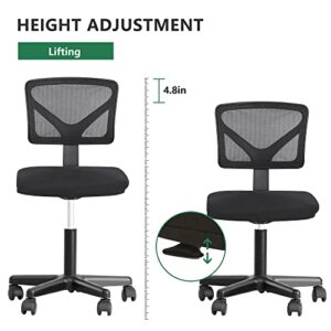 Home Office Chair Executive Rolling Swivel Ergonomic Chair, Computer Chair with Lumbar Support Task Mesh Chair Armless Desk Chair,Black