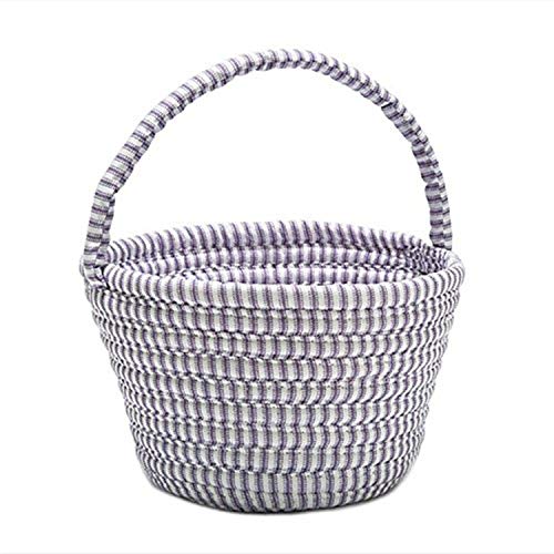 Easter Ticking Basket A008X007 Basket, 8" x 12" x 7", Purple