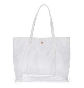 dreubea women’s soft clear pvc tote shoulder bag from, big capacity handbag clear