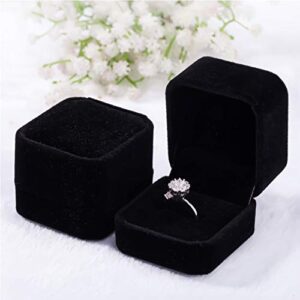 2 pack velvet ring boxes, earring pendant jewelry case, ring earrings gift boxes, jewellry display (black, ring box)