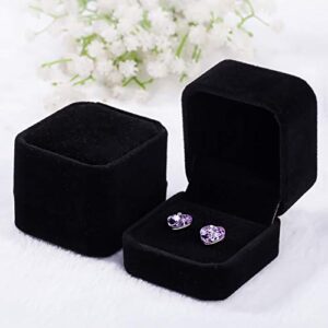 2 Pack Velvet Ring Boxes, Earring Pendant Jewelry Case, Ring Earrings Gift Boxes, Jewellry Display (Black, Ring Box)