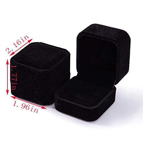 2 Pack Velvet Ring Boxes, Earring Pendant Jewelry Case, Ring Earrings Gift Boxes, Jewellry Display (Black, Ring Box)
