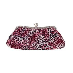 jnb synthetic leopard print clutch, pink
