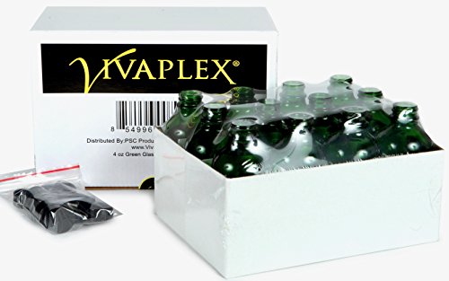 Vivaplex, 12, Green, 4 oz Glass Bottles, with Lids