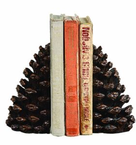 creative co-op resin pinecone, bronze finish bookends, 2 count
