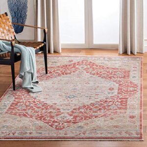 SAFAVIEH Kenitra Collection 4' x 6' Red / Beige KRA661R Vintage Oriental Distressed Area Rug