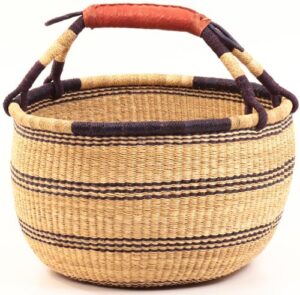 fair trade ghana bolga african large market basket 16-17.5″ across, #30473