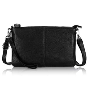 befen black women’s genuine leather wristlet clutch crossbody phone bags wallet purses and handbags for women, fit phone 14 pro max