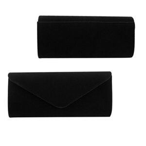 Women Evening Bag Clutch Purse,lovyoCoCo Handbag With Detachable Chain Strap for Wedding Cocktail Party Velvet Solid Color (Black)