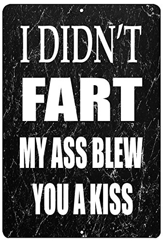 Rogue River Tactical Funny Sarcastic Metal Tin Sign, 12x8 Inch, Wall Décor- Man Cave Bar I Didn't Fart Blew You Kiss