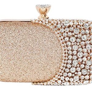 FIVE FLOWER Womens Crystal Evening Clutch Bag Wedding Purse Bridal Prom Handbag Party Bag (GOLD), Medium