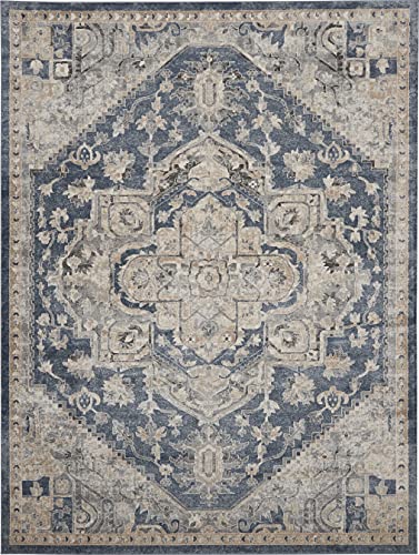 Nourison Concerto Persian Ivory Blue 7'10" x 9'10" Area -Rug, Easy -Cleaning, Non Shedding, Bed Room, Living Room, Dining Room, Kitchen (8x10)