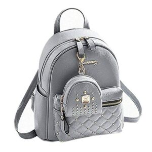 janede fashion small backpack mini purse casual daypacks leather for teen and women new (grey)