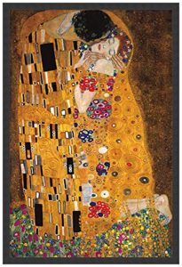 framed art print, ‘the kiss (le baiser / il baccio), 1907’ by gustav klimt: outer size 25 x 37″