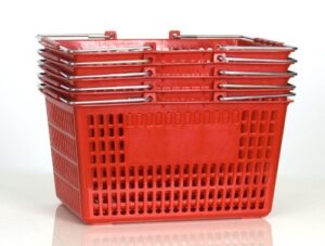 red shopping basket set