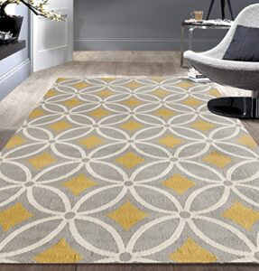 contemporary trellis chain gray-yellow 5′ x 7′ area rug