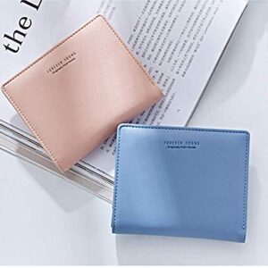 AnnabelZ Women Wallets Small Bifold Leather Pocket Wallet Ladies Mini Short Purse (Blue)