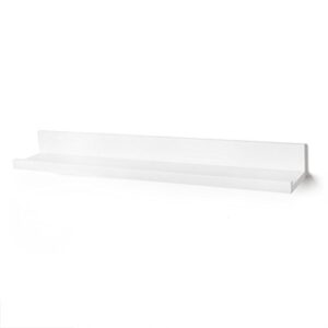 americanflat 24 inch white floating shelf with lip – long wall mounted storage ledge for bedroom, living room, bathroom, kitchen, office and more